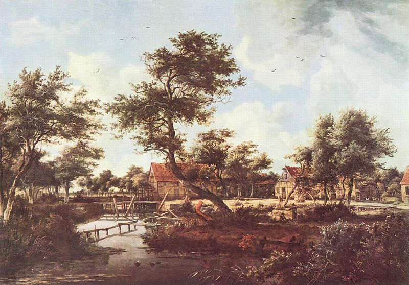 Meindert Hobbema Dorf mit den Wassermuhlen